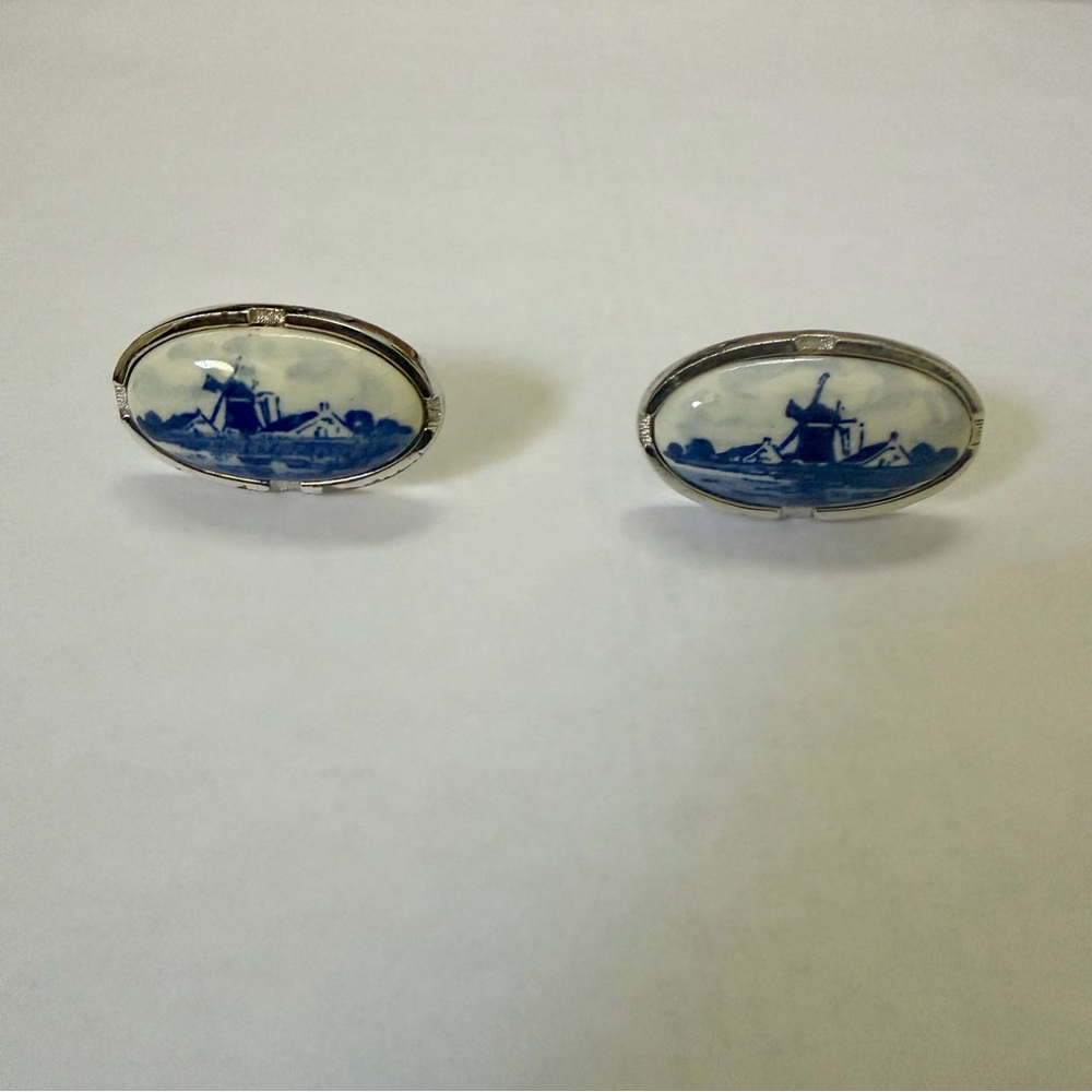 Elegant Blue and Silver Cuff Links